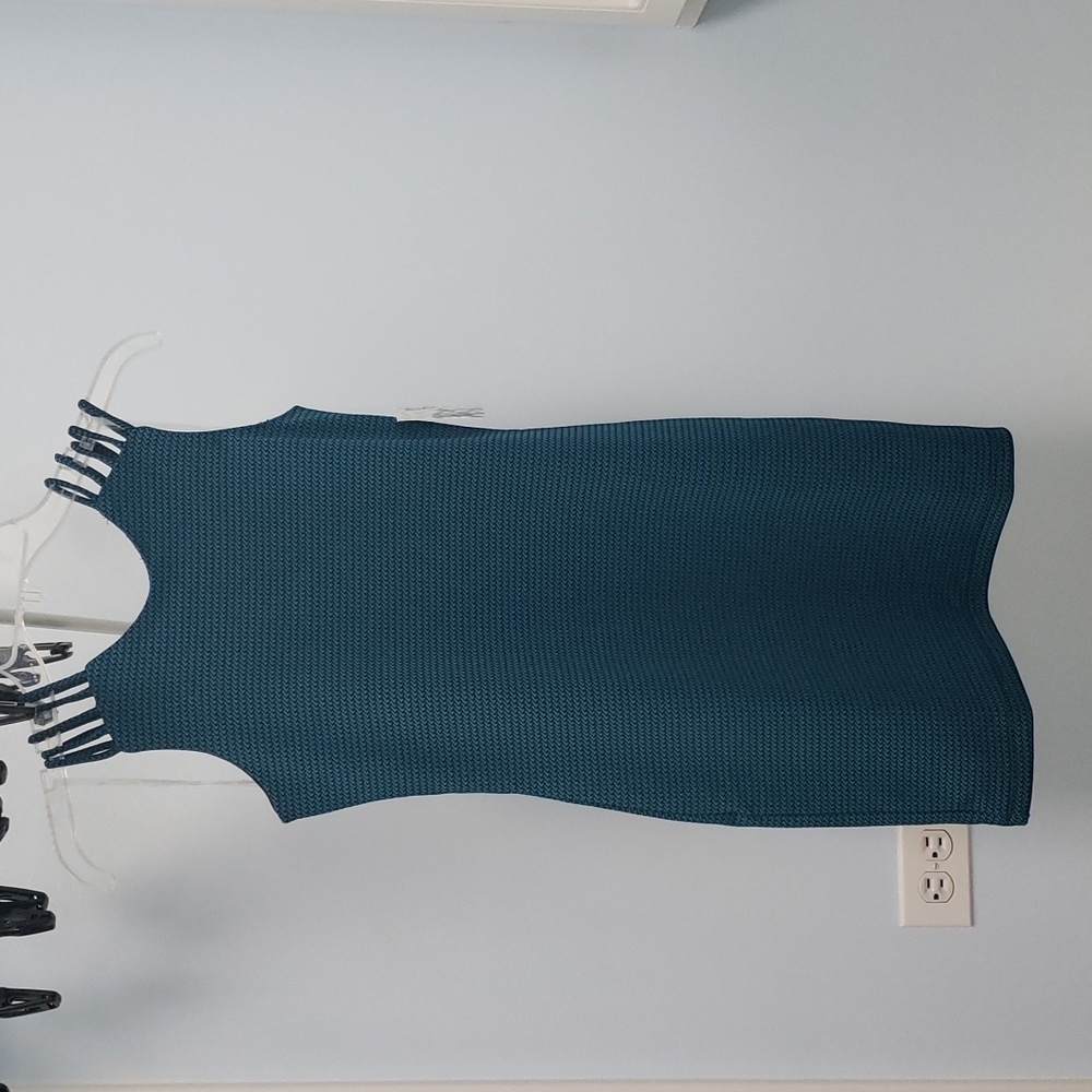 NEW WITH TAGS Girls Elisa B Textured Knit Dress Teal & Black Sleeveless Size Y14